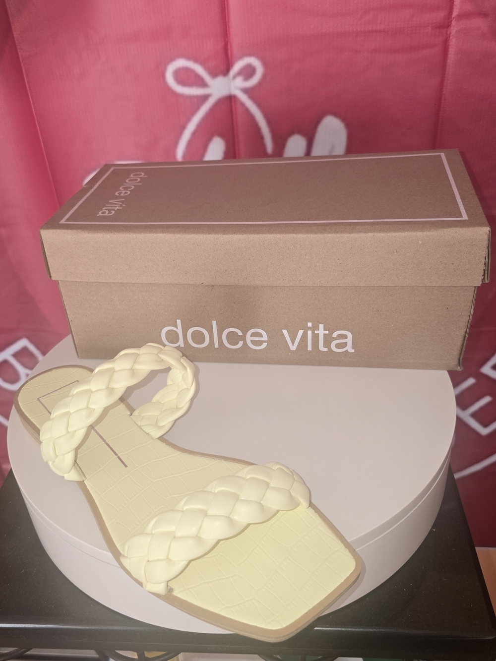 Dolce Vita Women's Braided Slide Sandal in Pale Yellow Size 6M